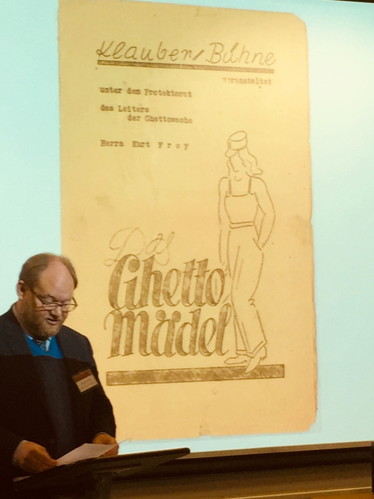 James A. Grymes from the University of North Carolina presenting "Das Ghetto Mädel" which was performed in  Theresienstadt. (Photo: Private)