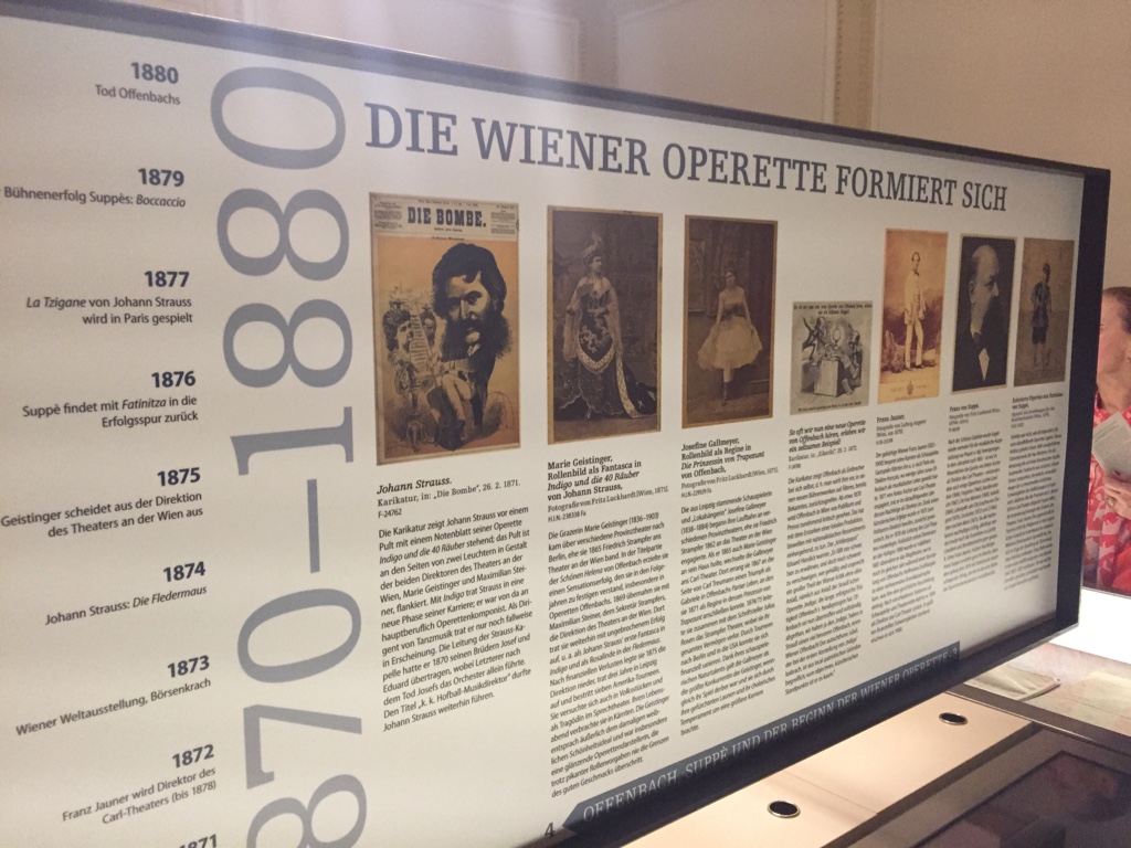 The exhibition "Offenbach, Suppé und der Beginn der Wiener Operette" at Wienbibliothek im Rathaus, Musiksammlung. (Photo: Operetta Research Center)