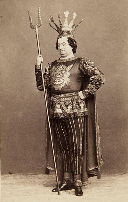 Carl Treumann as Pluto in the 1860 production of "Orpheus in der Unterwelt" at Carl-Theater, Vienna. (Photo: Archive Theatermuseum Wien)