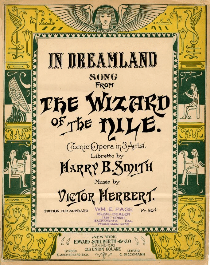 Sheet music cover for Victor Herbert's "The Wizard of the Nile," 1895. (Edward Schuberth & Co.)