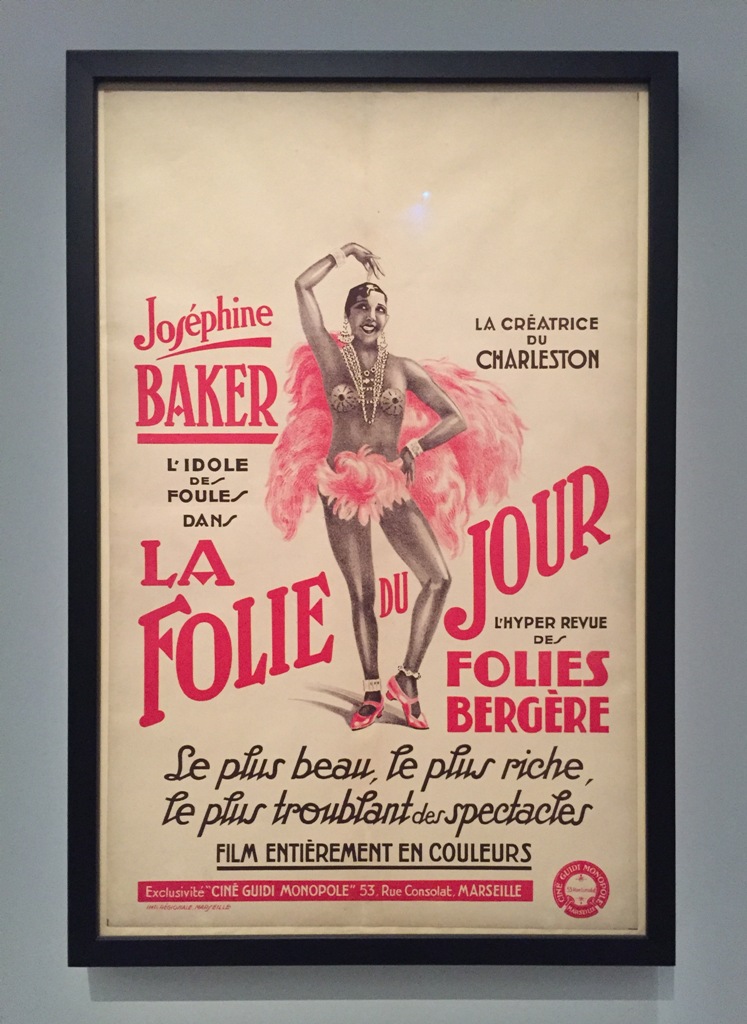 Josephine Baker shown on a poster of the Folies Bergére in Paris.