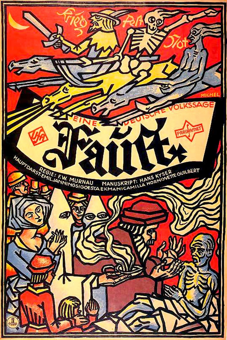 Poster for Murnau's 12926 film "Faust" with original music by W. R. Heymann.