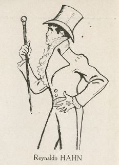 A caricature of Reynaldo Hahn as Beau Brummell by Rip (Georges Gabriel Thenon), 1931.