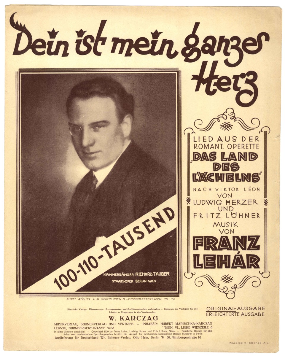 Sheet music cover for Lehárs "Dein ist mein ganzes Herz" song.