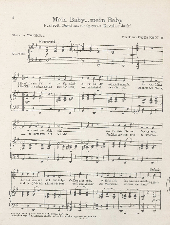 The song from "Kavalier Jack" as published in a sheet music version.