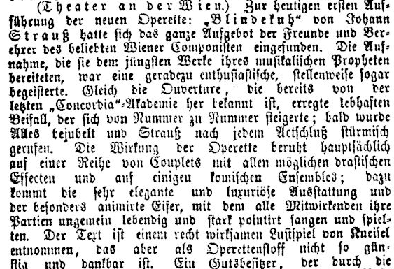 The review of "Blindekuh" in "Die Presse," 19 December 1878.