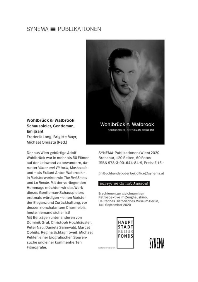 The new book on Adolf Wohlbrück, sponsored by Hauptstadt Kulturfonds.