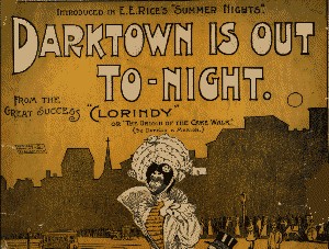 Playbill from 1898 showing Edward E. Rice's production of "Clorindy," featuring the song "Darktown is Out Tonight." 