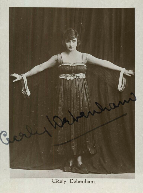 London's "Cloclo" star Cicely Debenham as seen on a hand-signed postcard.