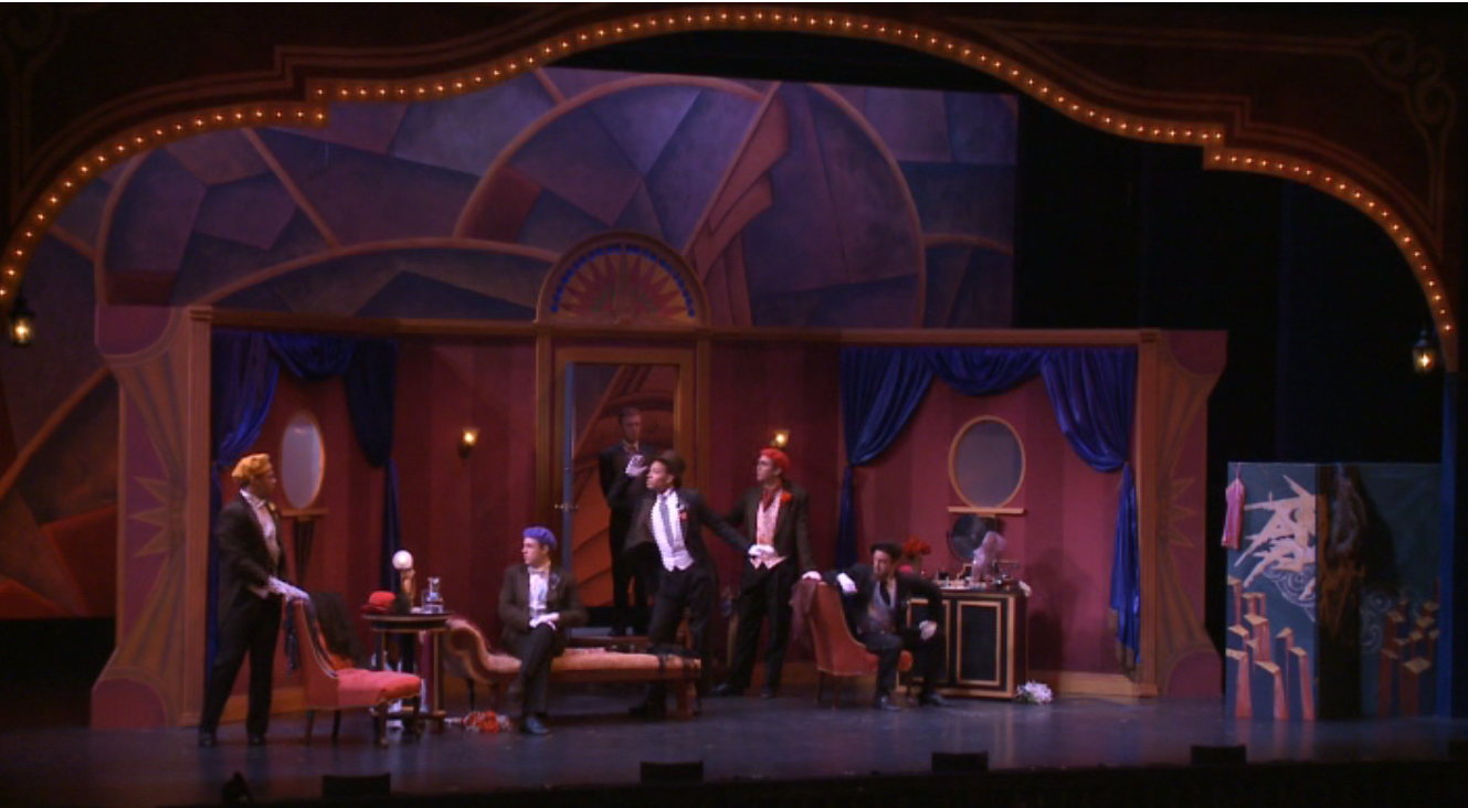 The opening scene of Lehár's "Cloclo" in the production by Steven A. Daigle at Wooster. (Photo: Ohio Light Opera / Screenshot)