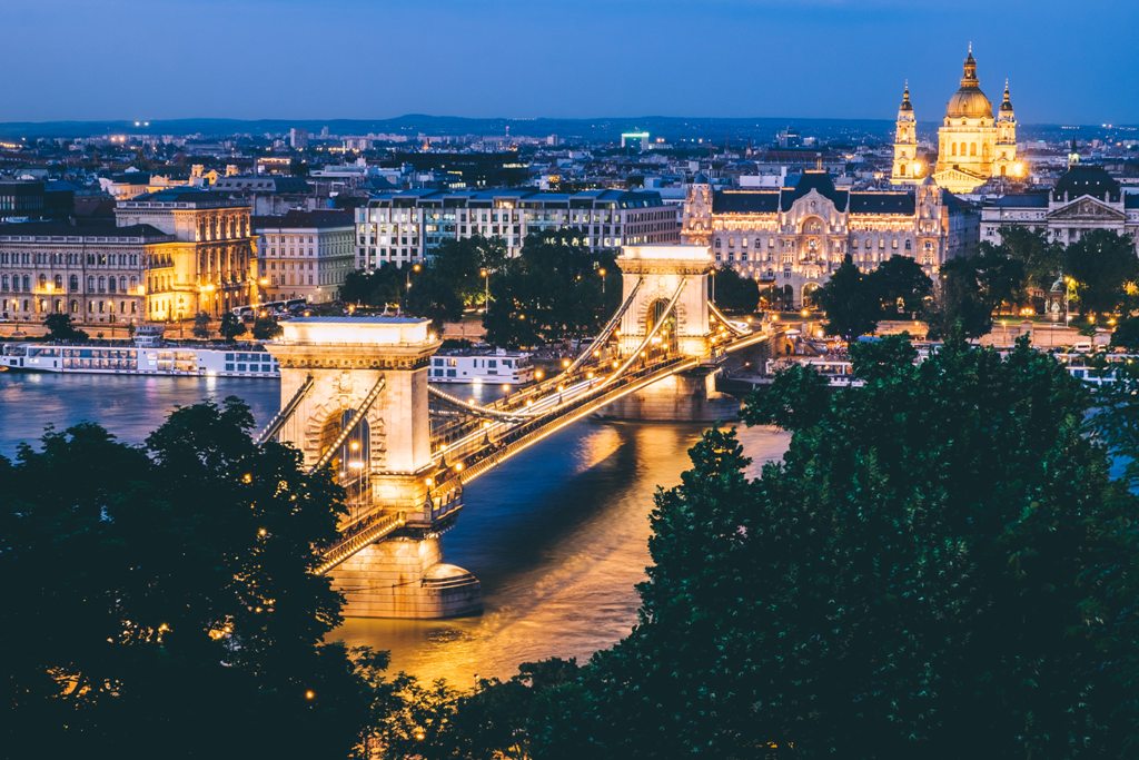 A view of Budapest at night. (Dan Freeman / Unsplash)