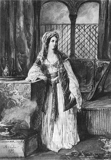 Cornélie Falcon as Rachel, the title role in Halévy's "La Juive," portrait by A.Colin (1835).