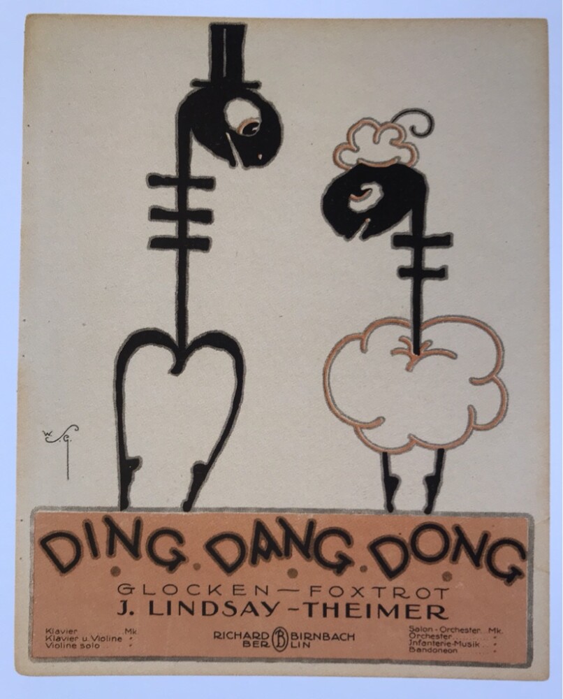Sheet music cover for the song "Ding Dang Dong" by J. Lindsay-Theimer, 1921. (Photo from Evelin Förster's book "Die Perlen der Cleopatra") 