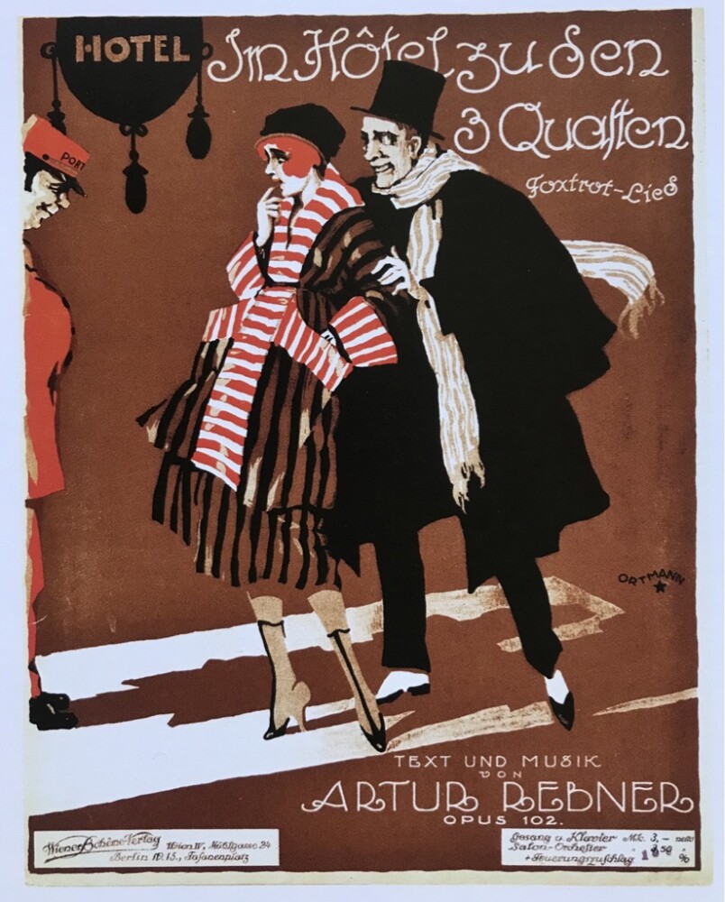 Sheet music cover for “Im Hotel zu den 3 Quasten” (“In the Hotel of the Three Tassels”) by Arthur Rebner, 1920. (Photo from Evelin Förster's "Die Perlen der Cleopatra")