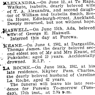 Newspaper clipping announcing the death of "Ada Haswell". (Photo: Kurt Gänzl Collection)