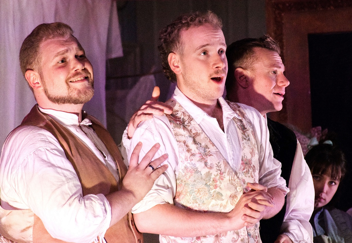 The trio of suitors in "Belle Lurette" at New Sussex Opera. (Photo: Colin Chapman)