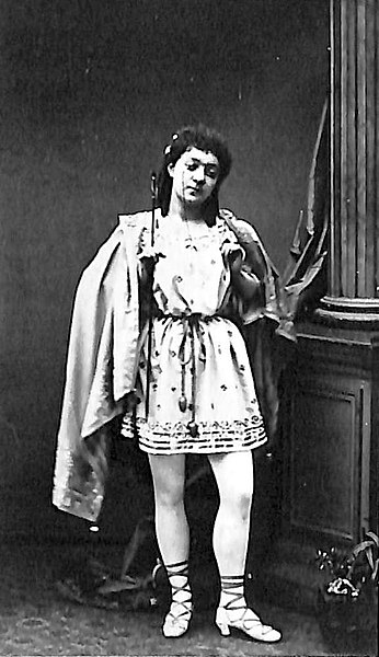 Publicity photograph of Léa Silly as Oreste in the first production of "La belle Hélène". (Photo: WikiCommons)