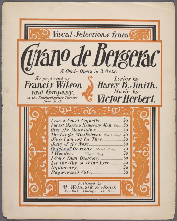Sheet music for Victor Herbert's "Cyrano de Bergerac". 