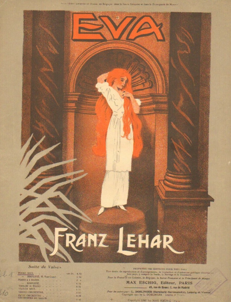 French sheet music cover for Lehár's "Eva". (Photo: Max Eschig, Paris)