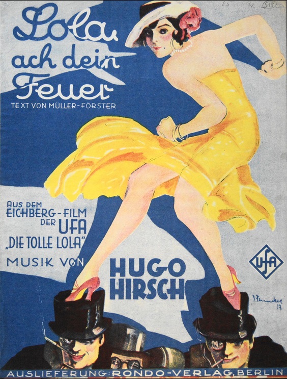 Sheet music cover for "Lola, ach dein Feuer". 