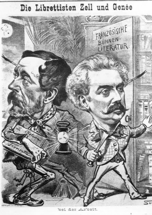 The librettists Zell & Genée, in a caricature from "Der Floh", 7 October, 1883.