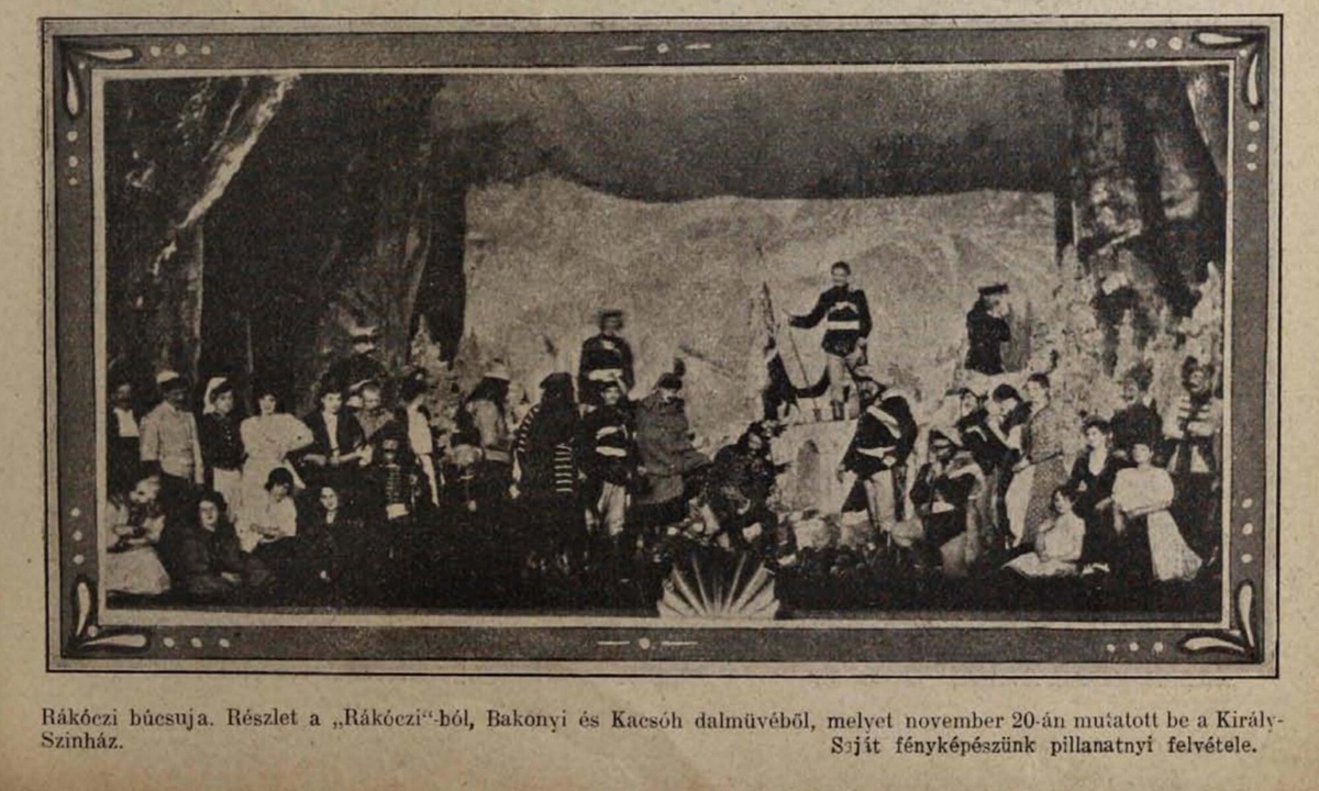 Scene from the play "Rákóczi". (Photo: Tolnai Világlapja, 1906, Vol. 6, No. 49)